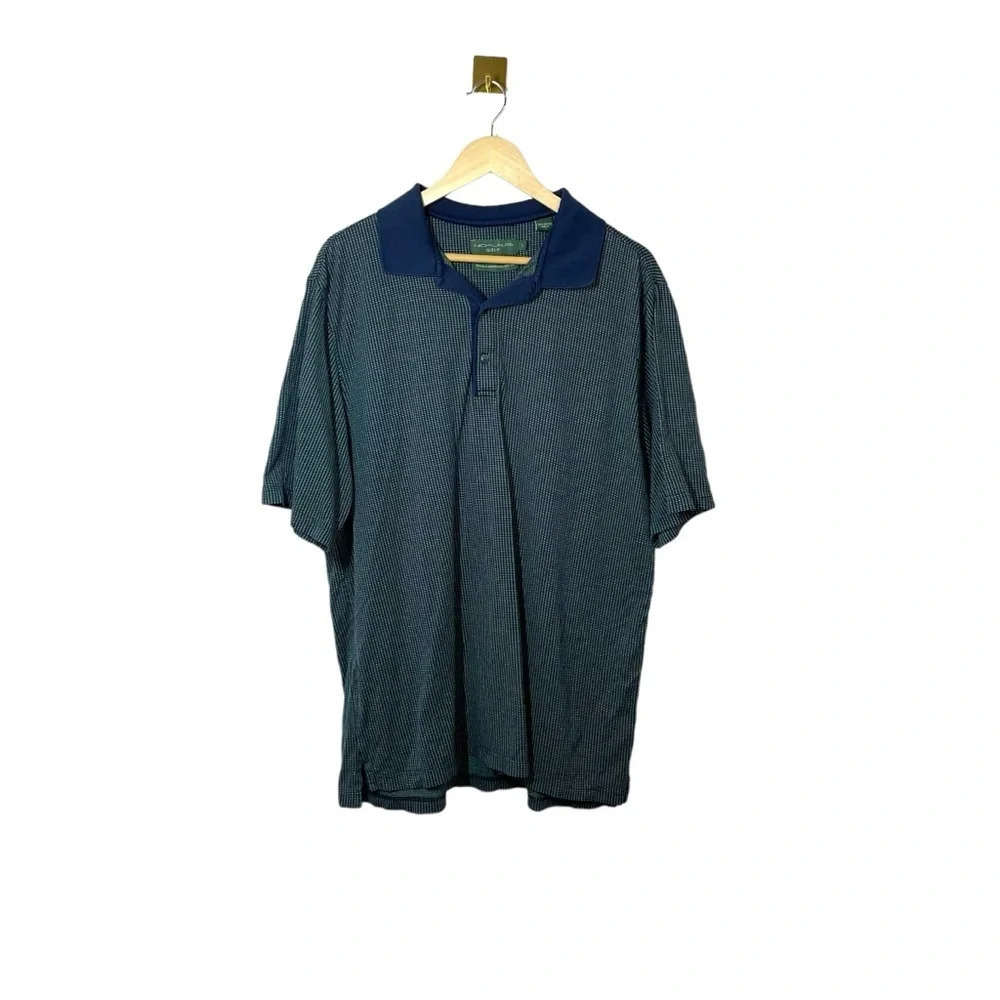 Nicklaus Golf Mercerized Cotton Textured Polo Shirt Blue Green Size L